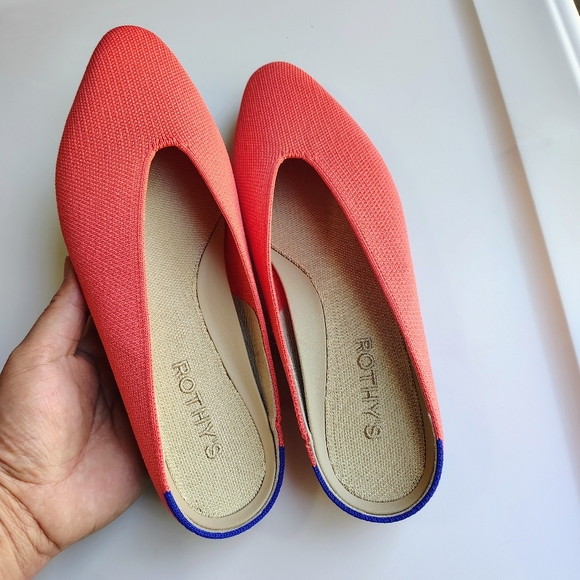Rothy's women's the almond demi in vibrant melon super comfortable slip-on flats - Picture 13 of 13
